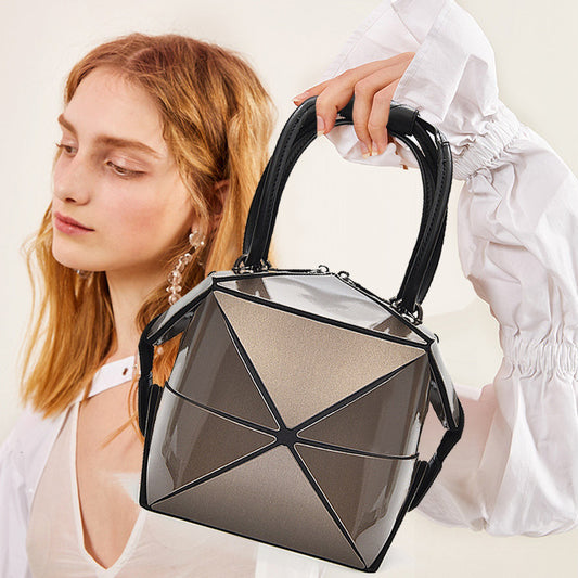 Bolso de moda con variedad, plegable, geométrico, portátil, con láser de diamantes