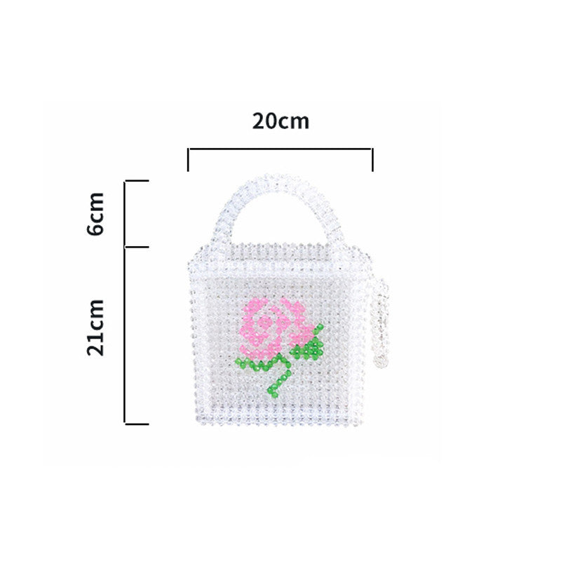 Rose Pattern Beaded Handmade Handbag