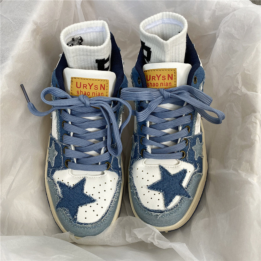 Hong Kong Style Niche Denim Blue Retro Sneakers