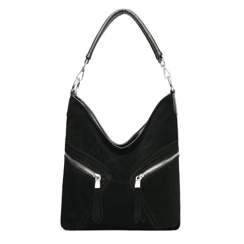 Frosted Cowhide Bucket Bag With New Personality And Versatile