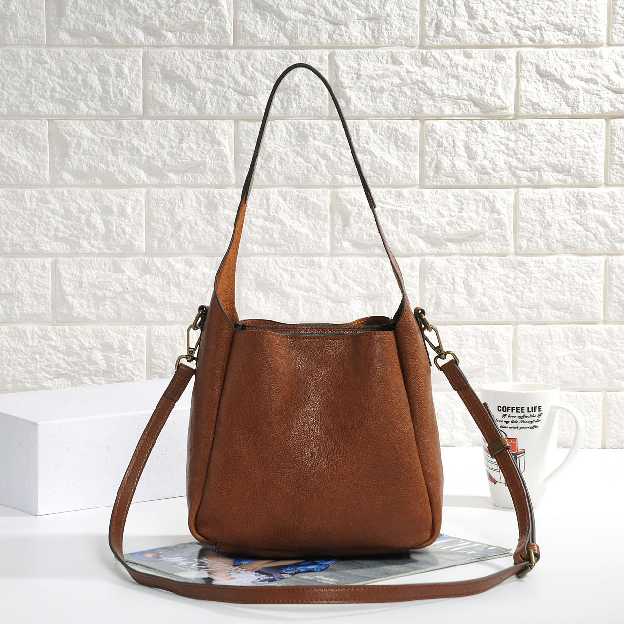 The New Bucket Bag Planted Leather Underarm Vegetable Basket Bag Shoulder Diagonal Handbag