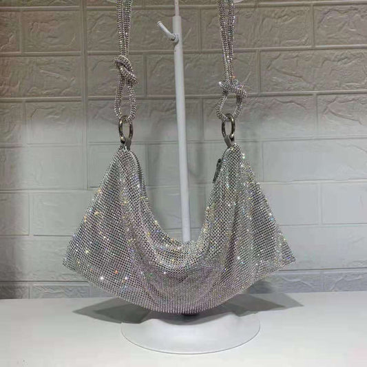 Sac à bandoulière en strass fait main à paillettes pour femmes