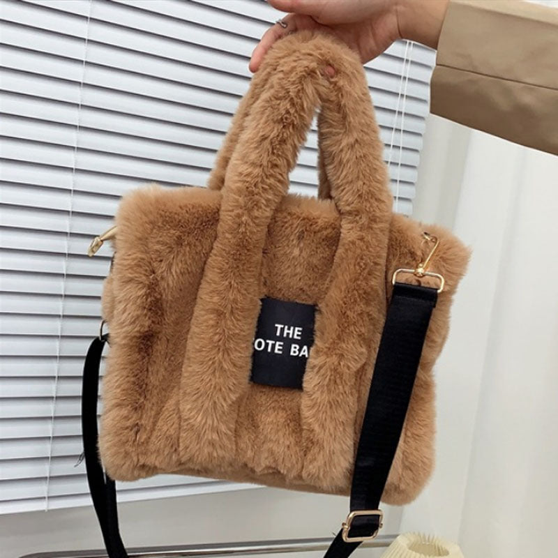 Large-capacity Shopping Commuter Faux Fur Plush Tote Bag