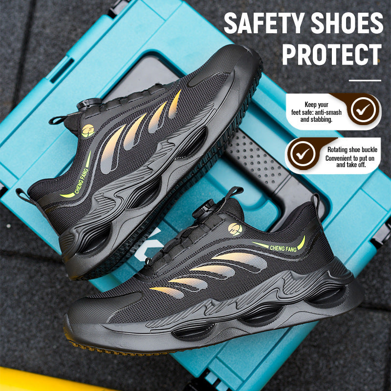 Chaussures de protection tissées légères à braguette boutonnée pour hommes