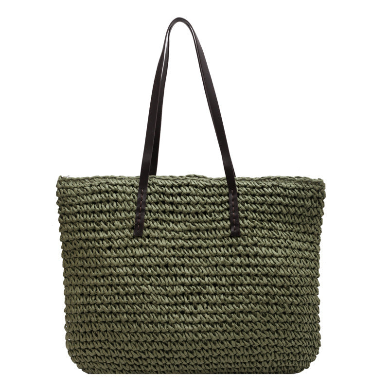 Sac de paille de style forêt pour femme, idéal pour les vacances d'été