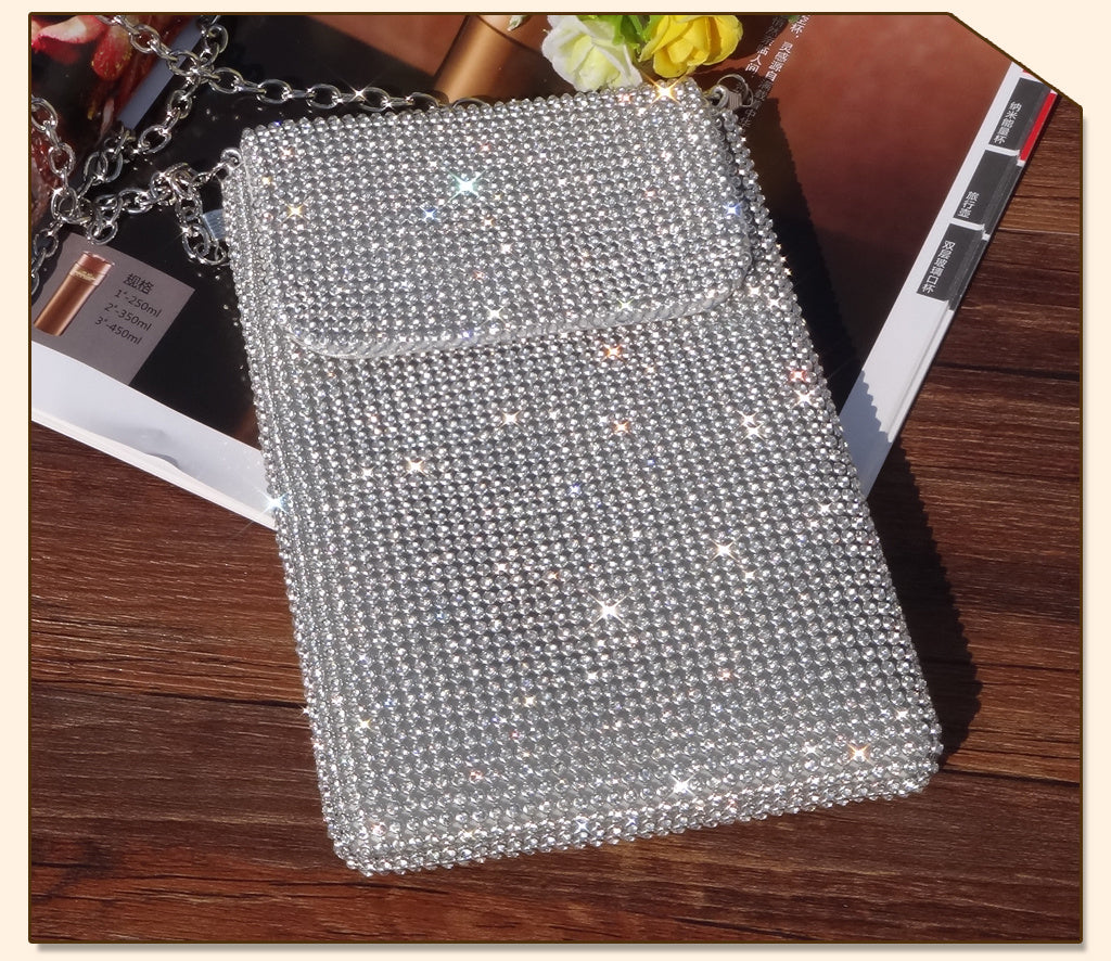 Bolso bandolera vertical sencillo con diamantes de imitación para mujer, combinable con todo