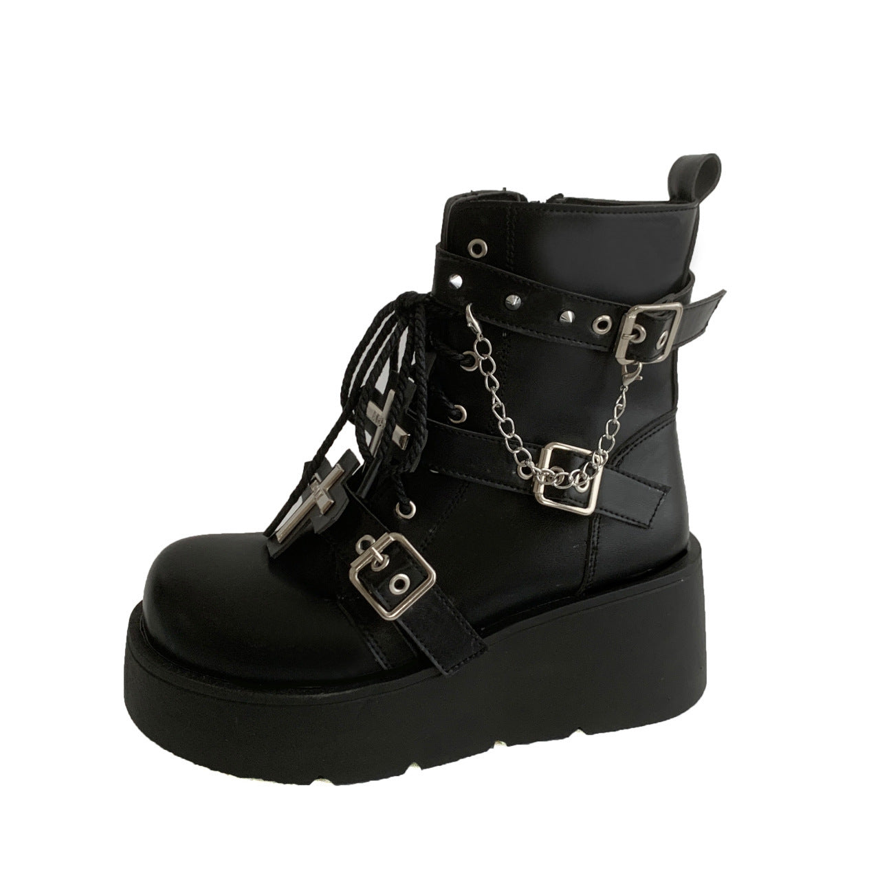 Botas Martin negras con plataforma estilo punk para mujer