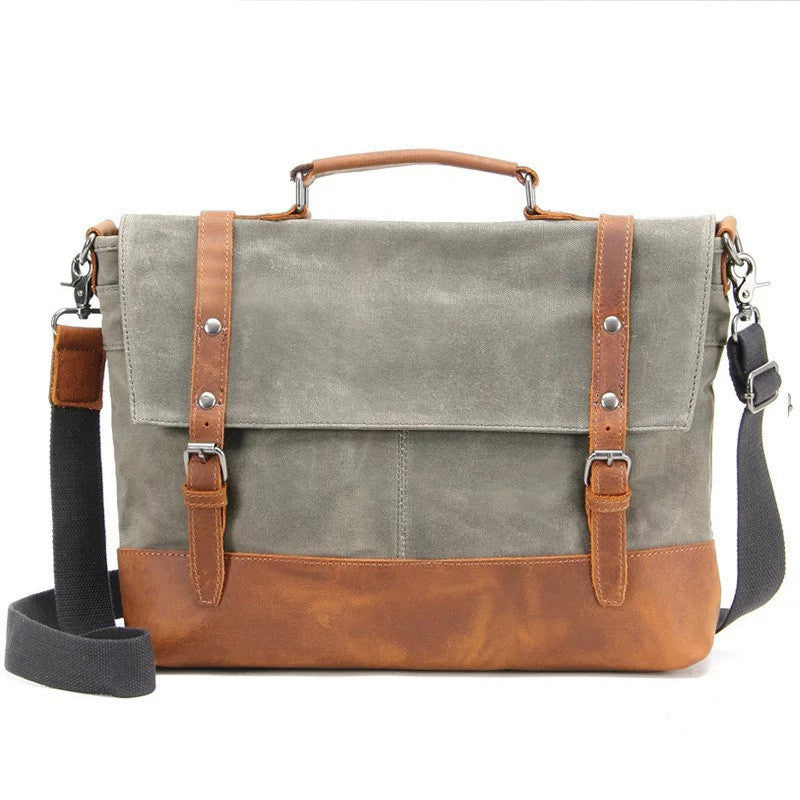 Bolso de hombro para hombre estilo retro de lona desbordante