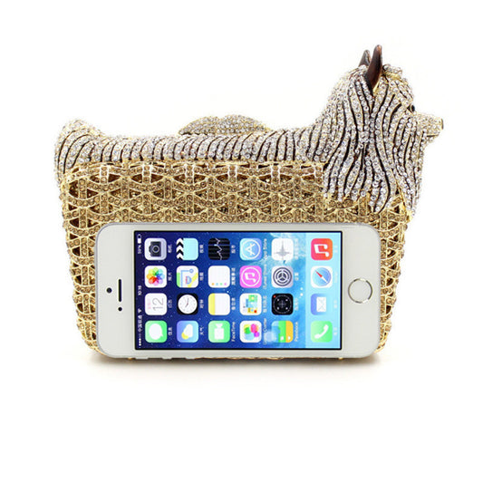 Women's Doggy Rhinestone Wispy Crystal Evening Bag