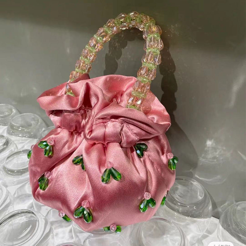 Bolso de mano de moda hecho a mano con cuentas de cristal