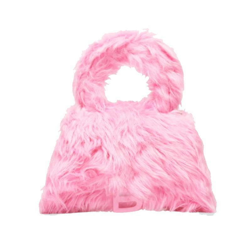 Sac fourre-tout diagonal à une épaule en peluche couleur bonbon