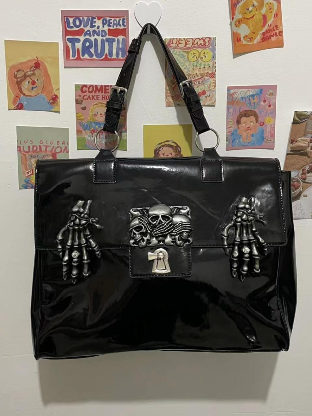 Original Hot Girl Patent Leather Large Capacity Special-interest Design Handbag