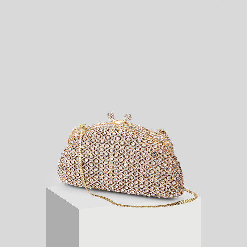 Bolso de mano para mujer, de moda, para cenas, con vestido dorado