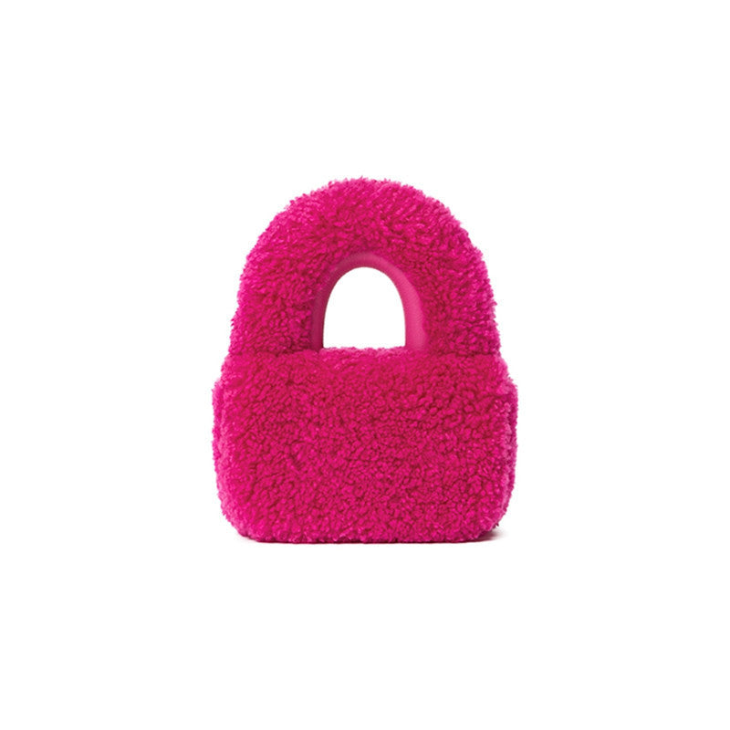 Bolso bandolera de un solo hombro con peluche de cordero en miniatura de invierno