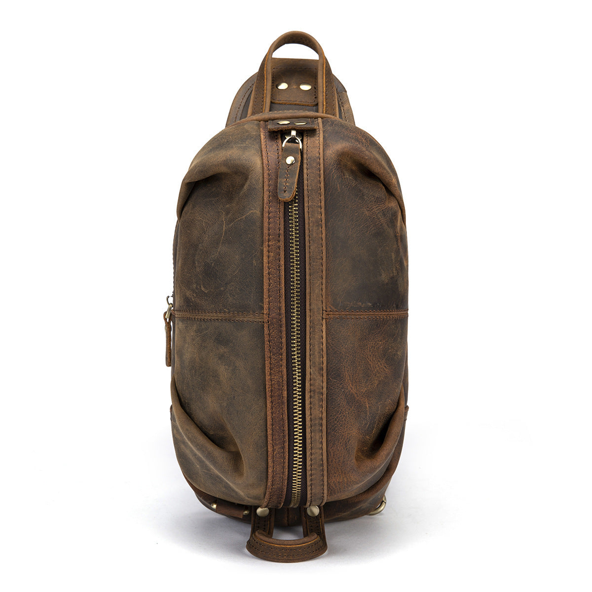 Sac messager vintage en cuir Crazy Horse pour homme