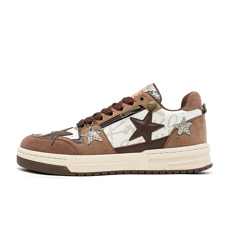 Brown Star Retro Minority Design Shoes