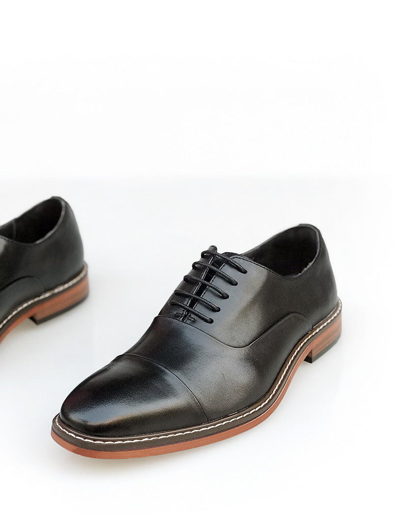 Chaussures en cuir pour hommes en cuir véritable britannique pointues marron vintage Oxford