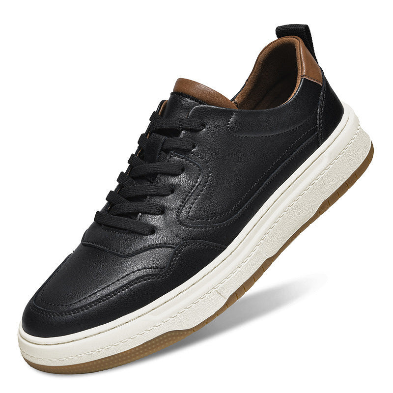 Zapatillas de deporte de piel de vaca de dos capas para hombre, zapatos casuales de moda coreana para otoño