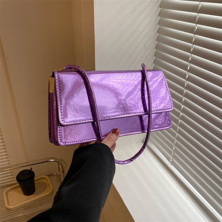 Trendy And Fashionable Portable Paint Glossy Western Style Small Square Bag