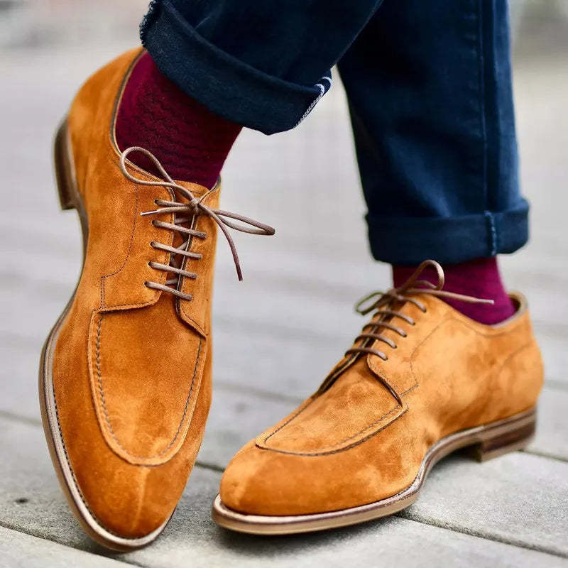 Zapatos de negocios de gamuza con cordones para hombre, estilo británico