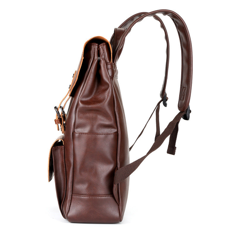 Mochila de piel Crazy Horse de gran capacidad para hombre y mujer