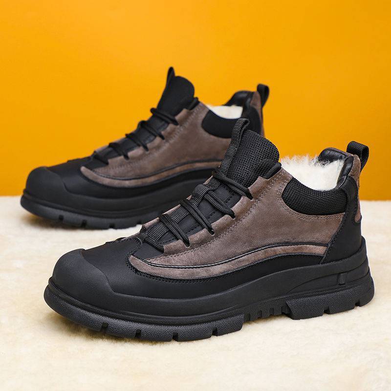 Men's Cotton Shoes Wool Fleece Lined Thick High-top Casual