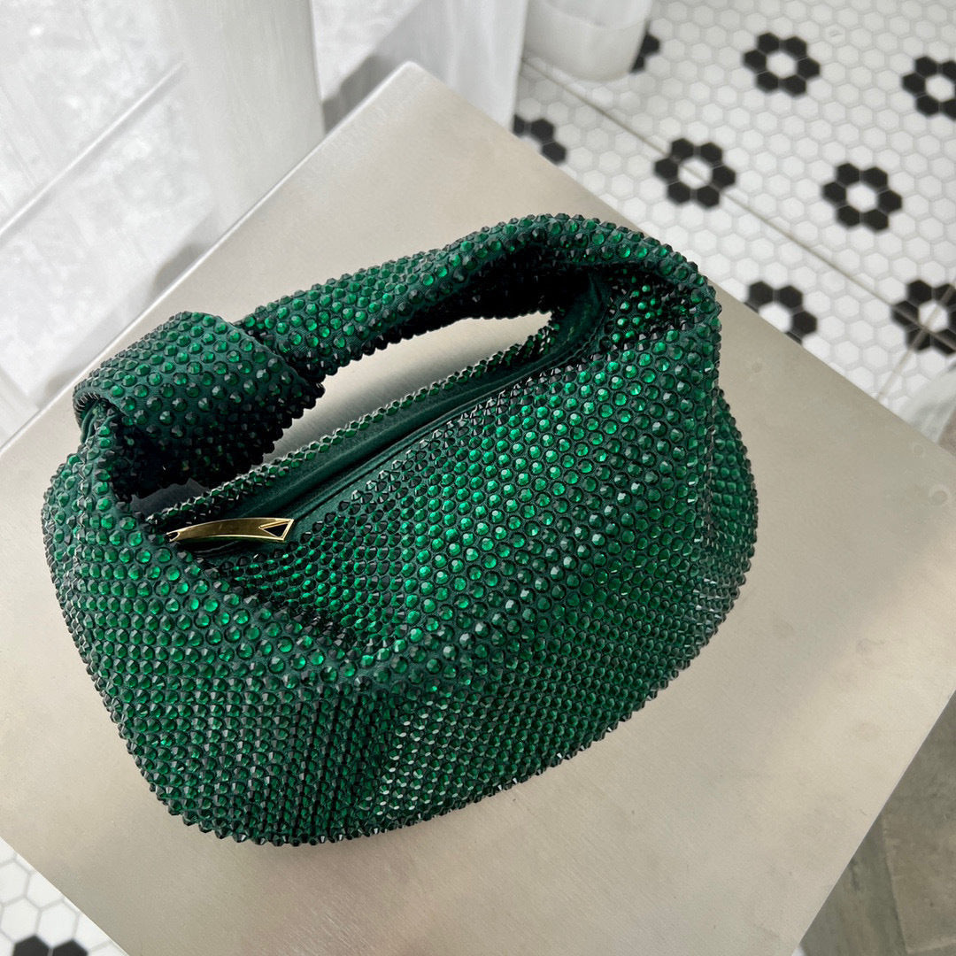 Bolso de mano de gran capacidad con nudo de diamantes y cristales