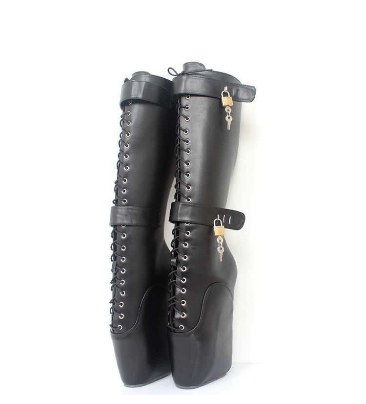 Bottes hautes à talons hauts et élastiques grande taille, coupe slim, nouées