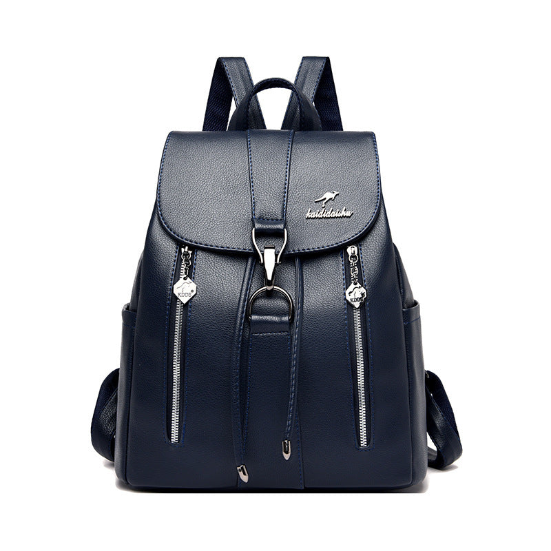 Fashion Soft Leather Large Capacity Ladies Backpack