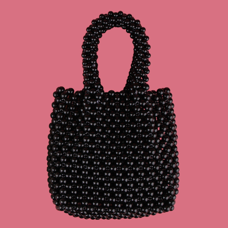 Bolso de mano para mujer tejido a mano con cuentas