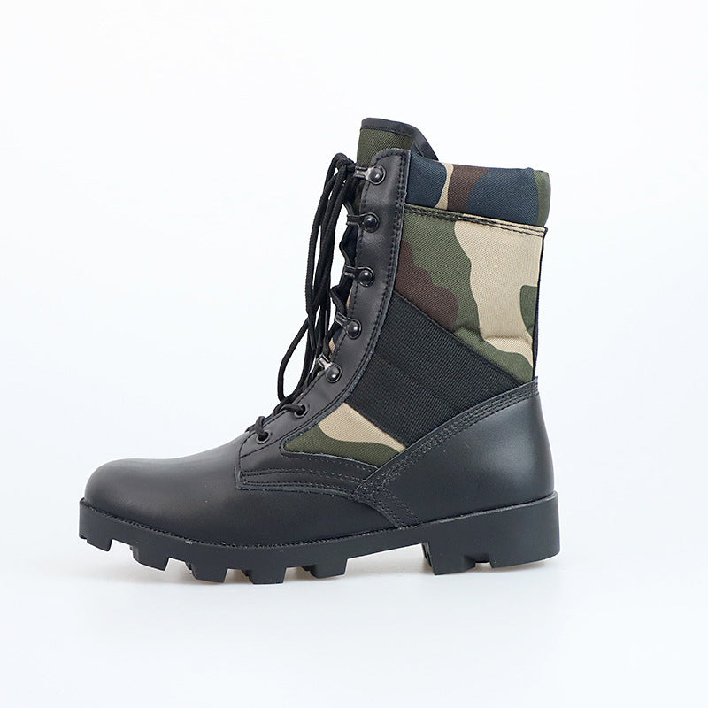 Bottes de combat montantes pour hommes, antidérapantes, résistantes à l'usure, camouflage, désert, randonnée en plein air, militaire, combat