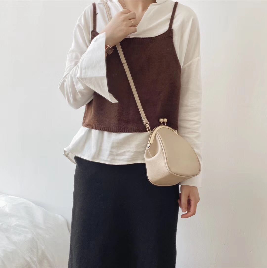 Petit sac messager rond à une épaule simple et polyvalent pour femme