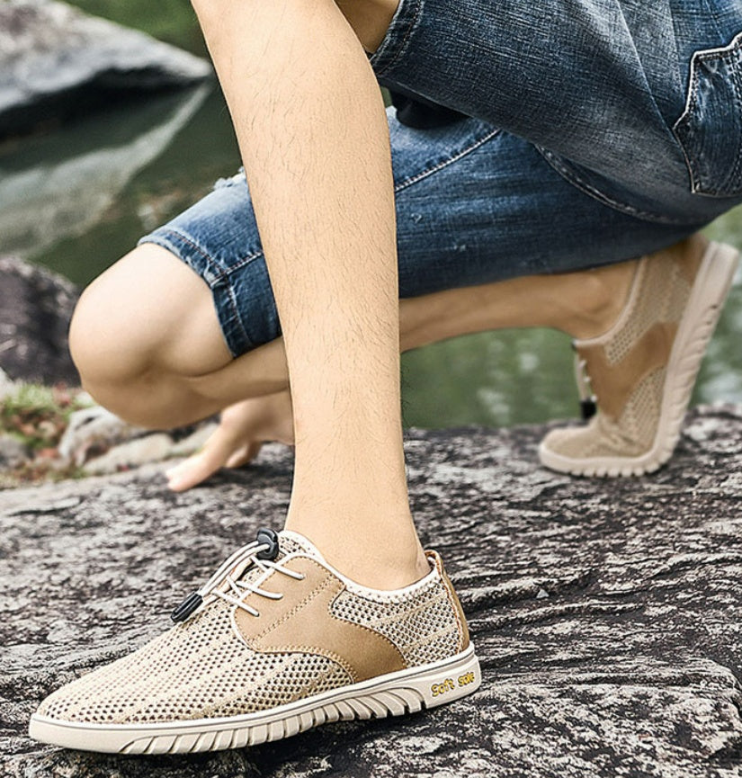 Baskets d'été respirantes à surface creuse pour hommes, chaussures en maille fines