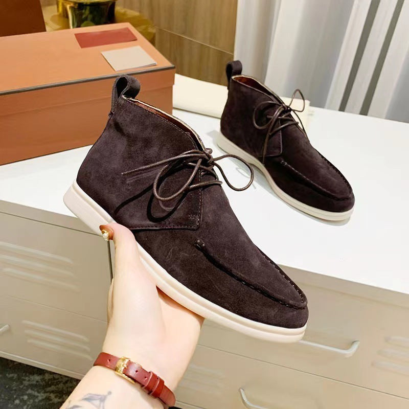 Men's Mid-top Flat Pumps Ankle Boots Lace-up