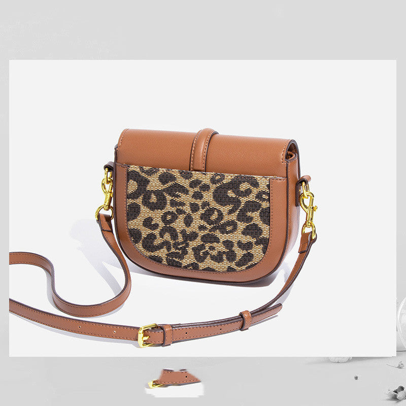 Bolso pequeño con estampado de leopardo para mujer, bolso de hombro con hebilla de bloqueo