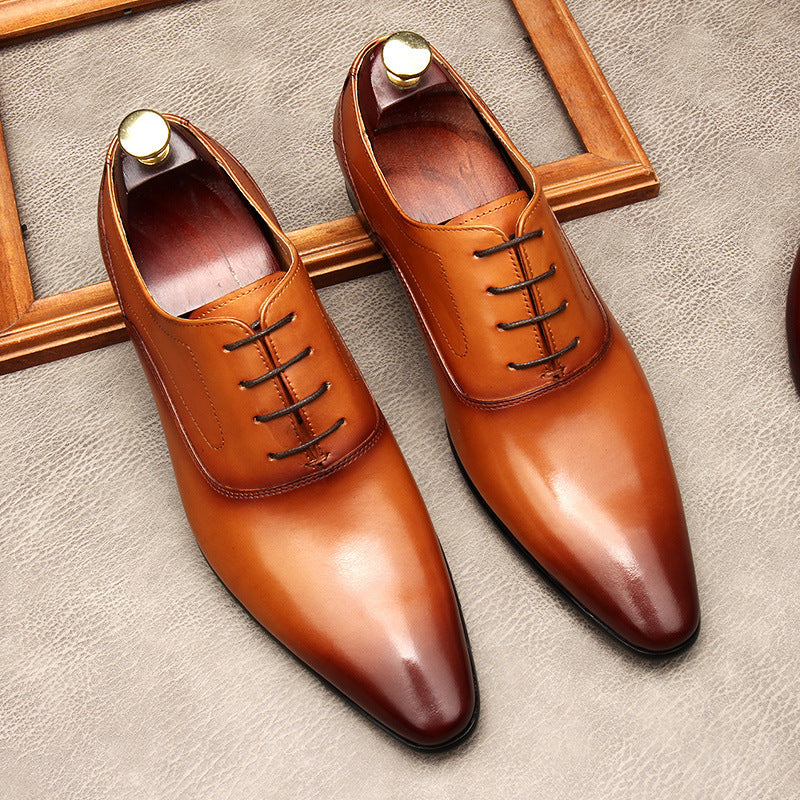 Men's Lace-up Pointed Formal Leather Shoes