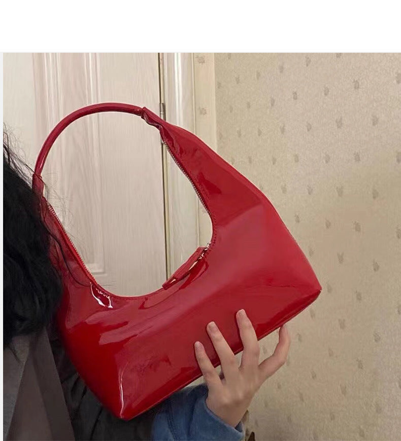 Bolso tote pequeño de cuero brillante estilo coreano