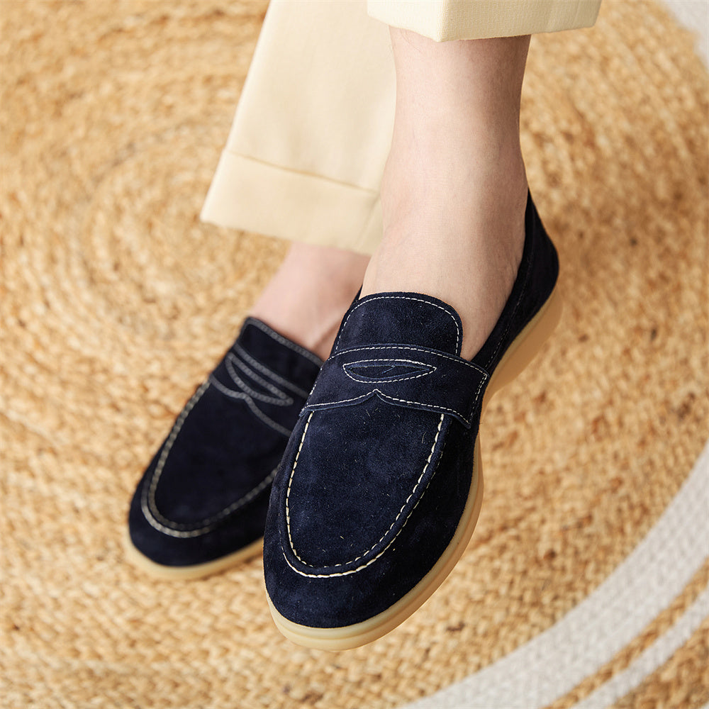 Men's Loafers With Round Toe Suede Slip-ons