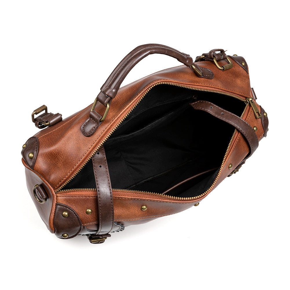 Mochila Steampunk retro marrón para exteriores para damas con creatividad de moda