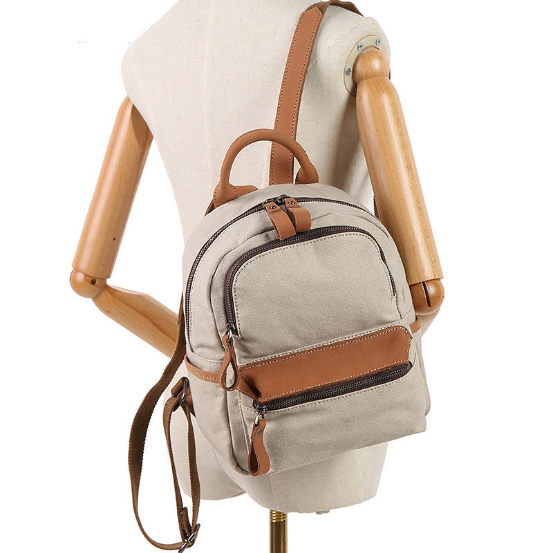 Women's Solid Color Waterproof Casual Canvas Backpack