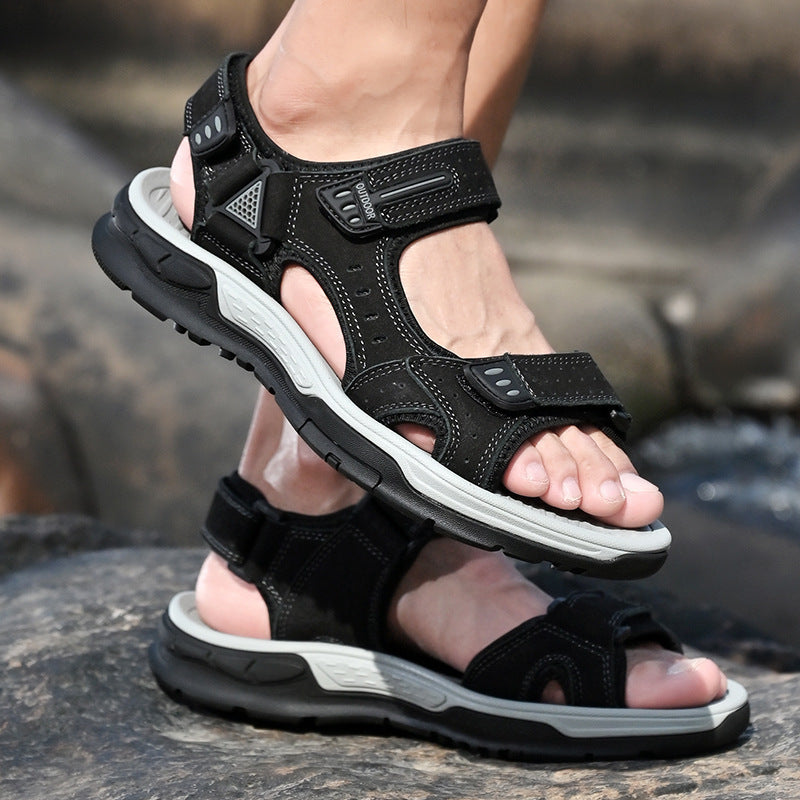 Breathable Men's Sandals Non-slip Top Layer Cowhide