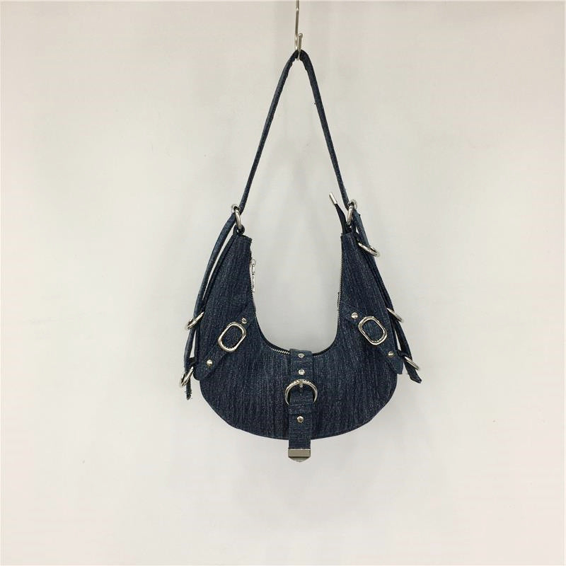 Special-interest Design Retro Metal Buckle Denim Shoulder Bag