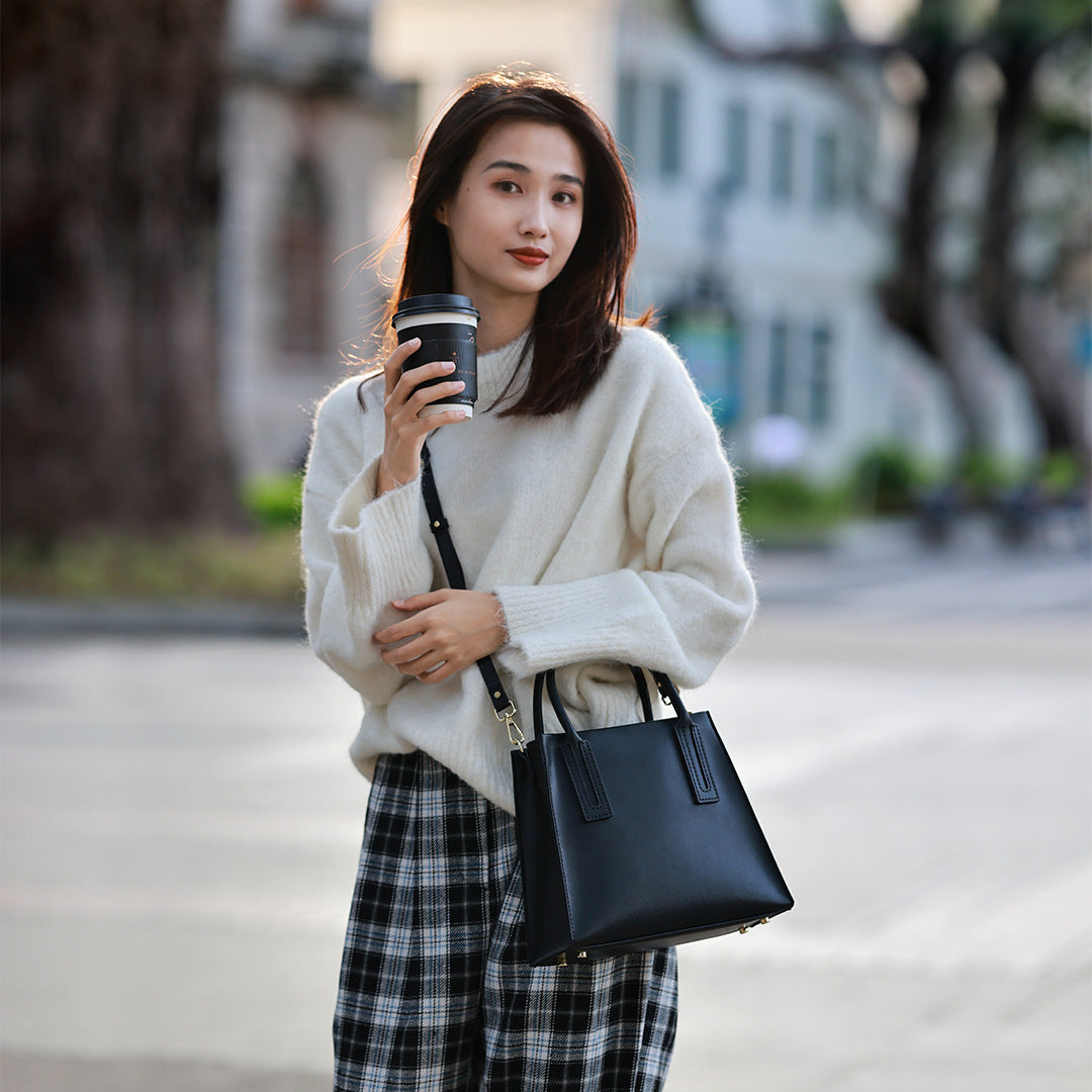 Sac à main en cuir pour femme, grande capacité, fait à la main