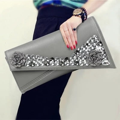 Pochette à bandoulière en strass, petite enveloppe