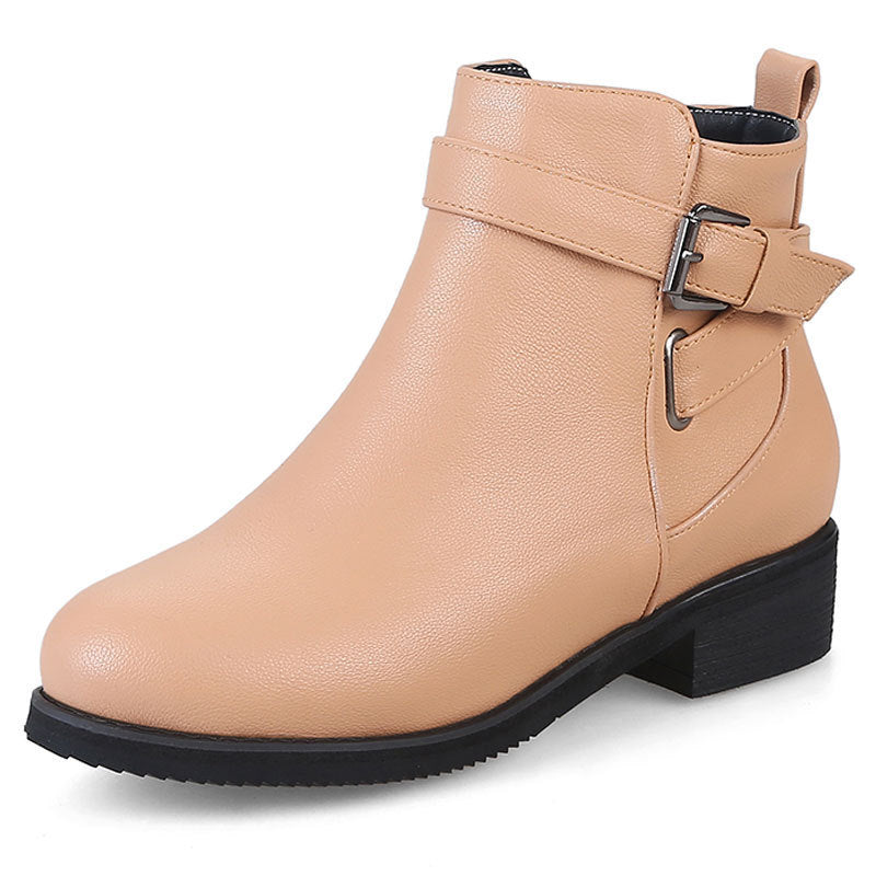 Martin Round Toe Short Low Heel Female Boots