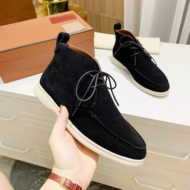 Men's Mid-top Flat Pumps Ankle Boots Lace-up