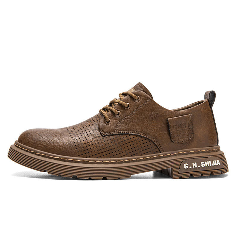 Men's Leather Breathable Business Casual Hollow Leather Shoes