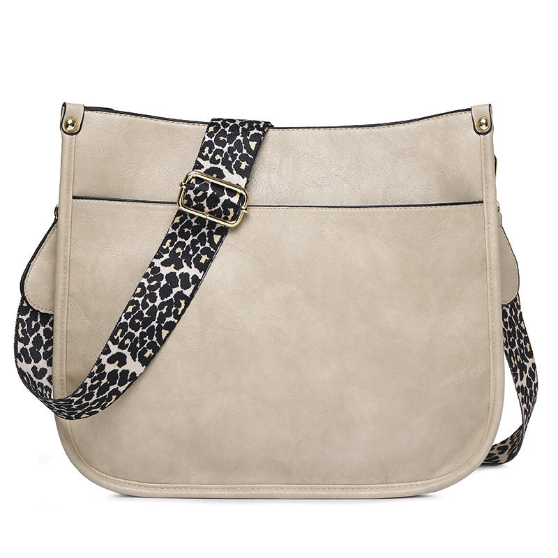 Bolso bandolera informal de piel sintética con estampado de leopardo y correa para el hombro, bolso de mano de gran capacidad, diseño minimalista