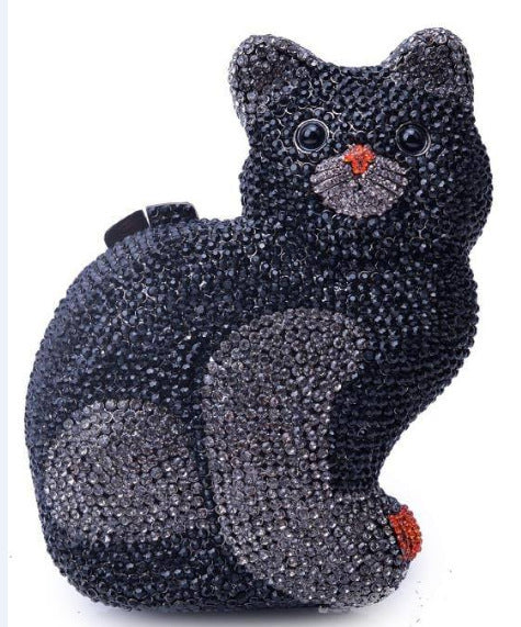 Kitty Rhinestone Stranded Crystal Evening Bag