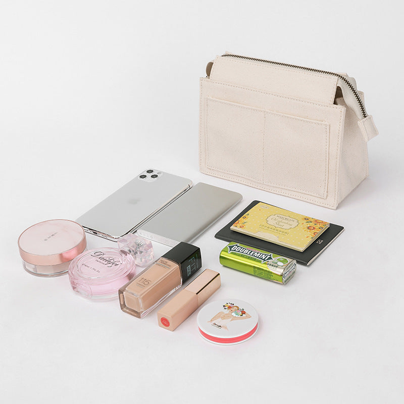 Trousse de toilette pratique en toile de coton blanche de style coréen pour femme